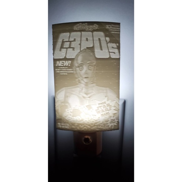 Kellog's Star Wars C3PO's Cereal Box Cover Lithophane Night Light LED - Picture 7 of 10